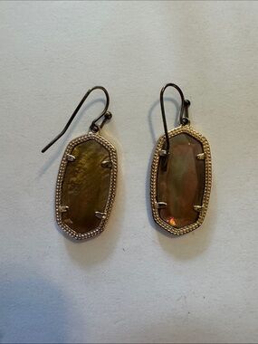 Elegant Iridescent Stone Drop Earrings - Brown/Gold Kendra Scott